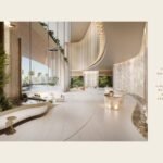 The 12 metre triple height arrival atrium at Amali Residences Dubai