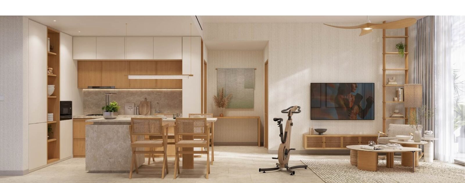 Two bedroom apartment at KORE by Imtiaz with an island kitchen and open living area