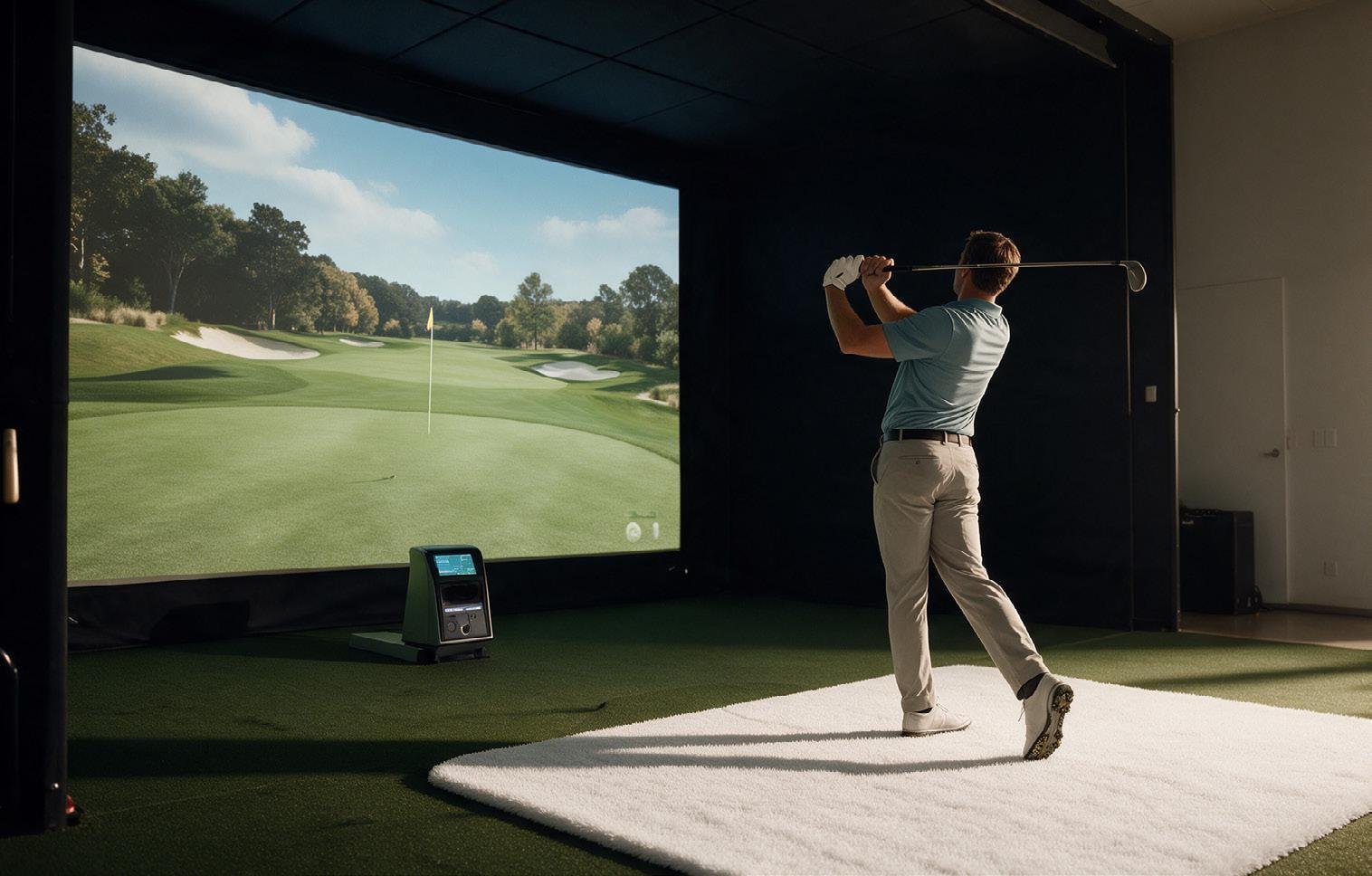 Executive golf lounge with indoor simulators