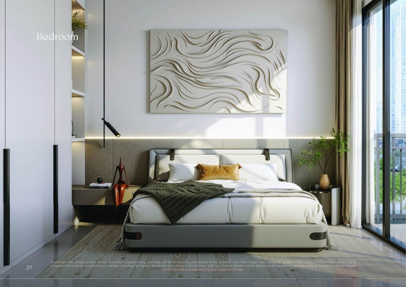 Master bedroom interior in a Sukoon by Sanzen townhouse Sharjah
